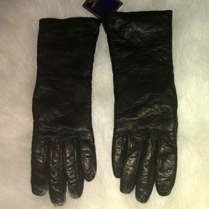 Black Italian Leather gloves with knit lining-Small